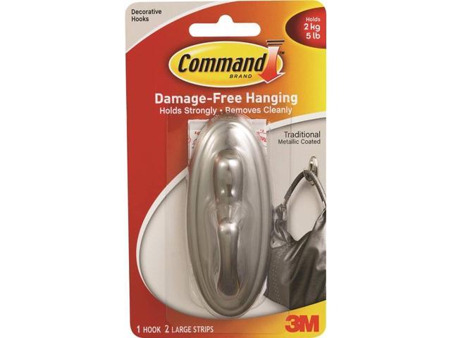 3M 17053BN Command Traditional Brushed Nickel Finish Large Hook 1 hook, 2 strips
