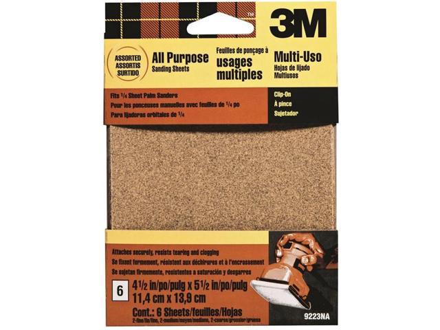 6-pack Asst grit 3M 9223NA 4.5-Inch by 5.5-Inch Clip-On Palm Sander Sheets