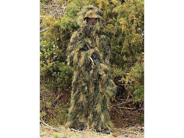 New Ghillie Suit M/L Camo Woodland Camouflage Forest Hunting 3D 5-Piece Bag 