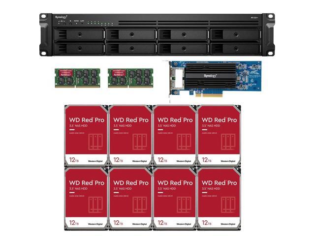 Synology RS1221+ RackStation with 16GB RAM and 96TB (8 x 12TB) of Western Digital RED PRO NAS Drives and a 10GbE (E10G18-T2) Ethernet Card Fully Assembled and Tested By CustomTechSales