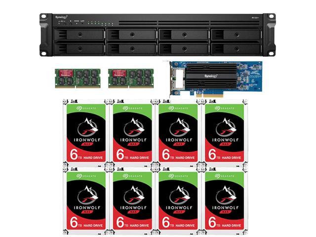 Synology RS1221+ RackStation with 16GB RAM and 48TB (8 x 6TB) of Seagate Ironwolf NAS Drives and a 10GbE (E10G18-T2) Ethernet Card Fully Assembled and Tested By CustomTechSales