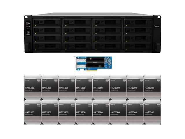 Synology RS4021xs+ 16-Bay RackStation NAS with 16GB RAM, a 10GbE SFP+ Card (E10G21-F2) and 128TB (16 x 8TB) of Synology Enterprise HAT5300 Drives Fully Assembled and Tested by CustomTechSales
