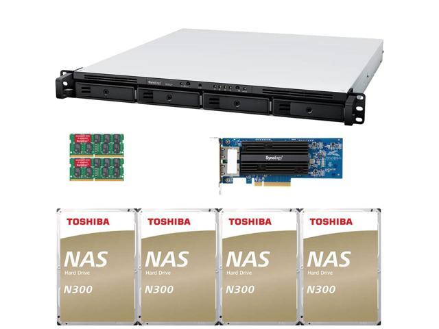 Synology RS822+ AMD Ryzen V1500B 4-Bay NAS 32GB RAM, E10G18-T2 10GbE Adapter, 48TB (4 x 12TB) of Toshiba N300 NAS Drives Fully Assembled and Tested By CustomTechSales
