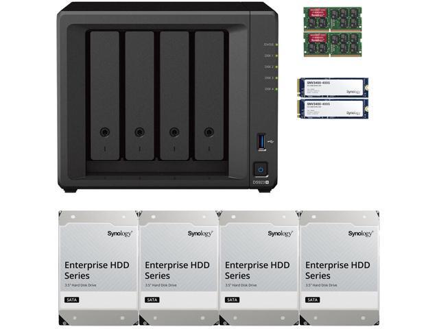 Synology DS923+ Dual-Core 4-Bay NAS, 8GB RAM, 64TB (4 x 16TB) of Synology  Enterprise Drives and 800GB (2 x 400GB) Synology Cache Fully Assembled and 