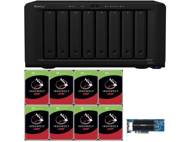 Synology DS1821+ 8-Bay NAS with 4GB RAM, a 2-port 10GbE Adapter and 64TB (8  x 8TB) of Seagate Ironwolf NAS Drives Fully Assembled and Tested By