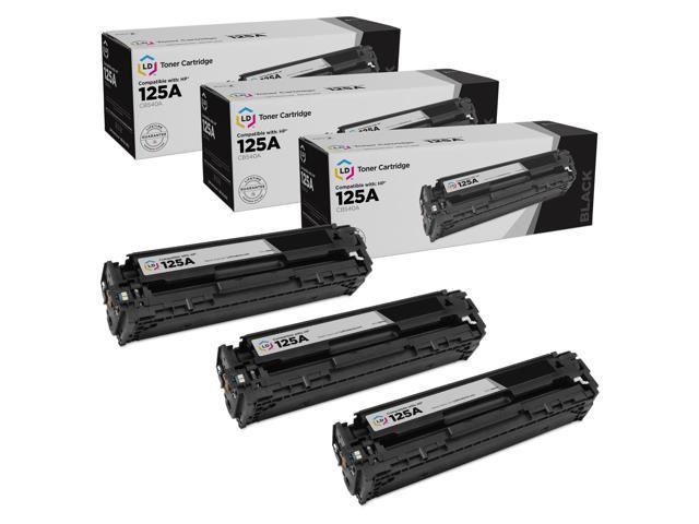 LD © Remanufactured Replacements for Hewlett Packard CB540A (HP 125A) 3PK Black Laser Toner Cartridges for use in HP Color LaserJet CM1312 MFP, CM1312nfi, CP1215, CP1515n, and CP1518ni Printers