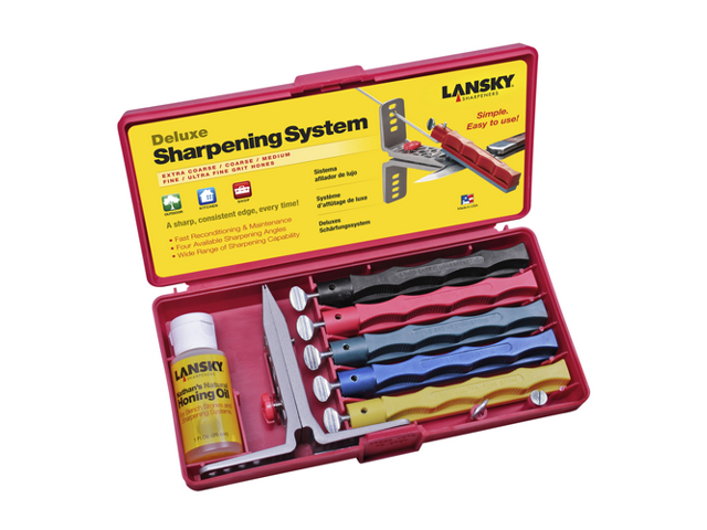 Lansky Sharpeners Deluxe 5 Stone Knife Sharpening System LKCLX for Sale