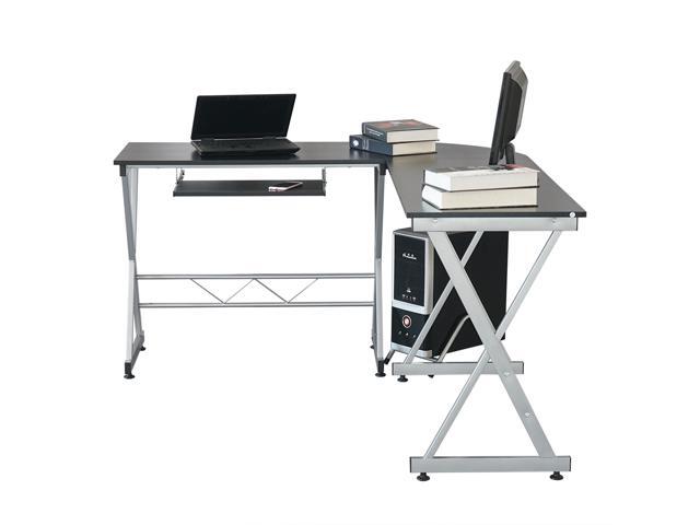 Fch L Shaped Computer Desk With Storage Shelf Black Newegg Com
