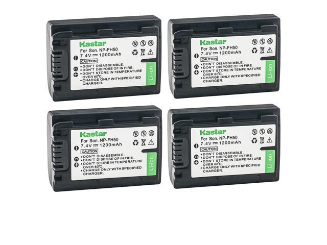 Kastar 4-Pack NP-FH50 Battery 7.4V Replacement for Sony NP-FH30, NP-FH40, NP-FH50, NP-FH70, NP-FH100 Battery, Sony AC-VQH10, BC-TRV, BCTRV, BC-VH1 Charger -