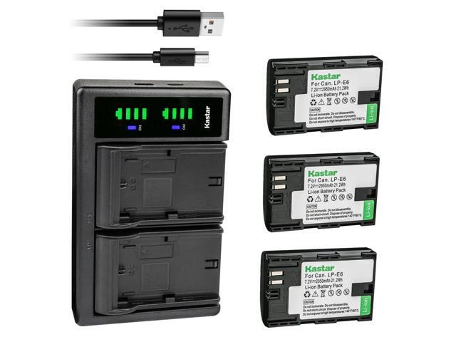 Kastar Battery x2 + Dual LCD Charger for Canon LP-E6, LP-E6N, EOS 5DS R