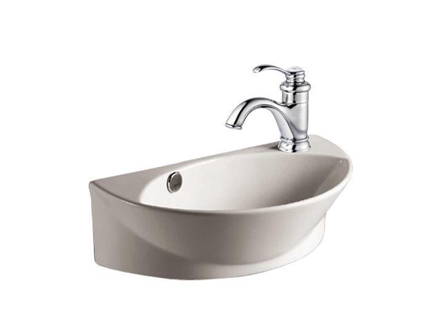 White Small Wall Mount Sink With Single Faucet Hole Overflow Bathroom Sink Newegg Com