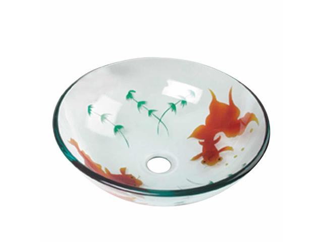 Tempered Glass Vessel Sink With Drain Single Layer Painted Koi Fish Bowl Sink Newegg Com