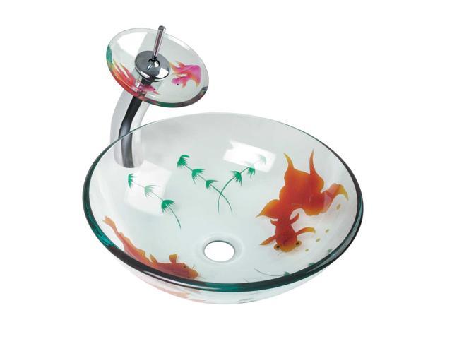 Glass Vessel Sink Koi Fish Waterfall Faucet Combo Package Renovators Supply Newegg Com