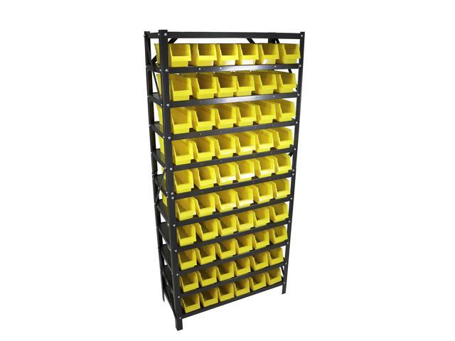 Erie Tools TLPB60 60 Parts Bin Shelving Organize with Plastic Bins for  Garage, Shop, and Home Storage