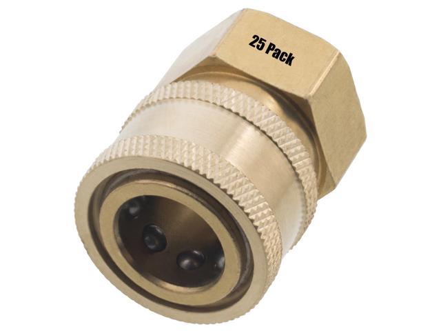 25 3/8in. FPT Female Brass Socket Quick Connect Coupler 4000 PSI 10 GPM for Pressure Washer Nozzle Gun Hose Wand