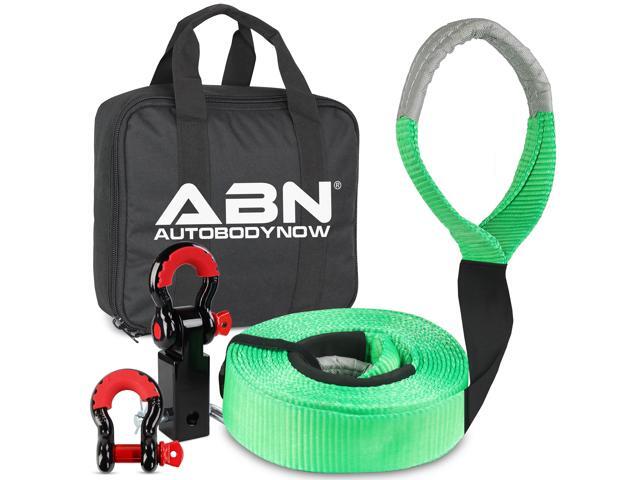 Offroad Recovery Strap Kit – 3” X 30 Ft Tow Strap | 42,000 Lb Capacity | D-Rings & Hitch Receiver Included