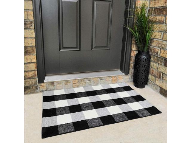Cotton Buffalo Plaid Rugs Black And White Checkered Rug Welcome