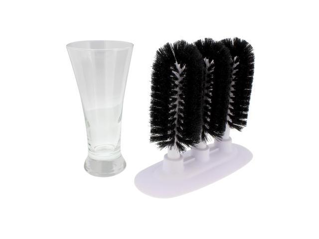 Glass Cleaning Brush – 3 Brush Glass Washer – 3pc Glass Rinser Triple Cup  Washer 