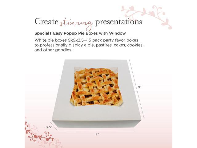 SpecialTEasy Popup Pie Boxes with Window Pie Boxes 9x9x2.5 Inch Brown 15pk 