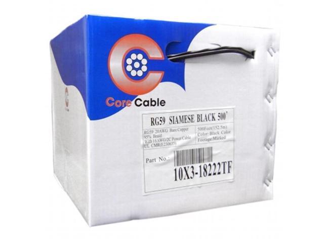 Cable Wholesale RG59 Siamese Solid Coaxial Cable + 18/2 (18AWG 2C) Power 500 ft Pullbox -  Black