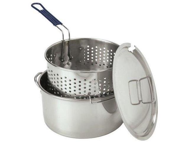 Bayou Classic 14 Quart Stainless Steel Deep Fryer Stovetop Cooking Pot with Lid