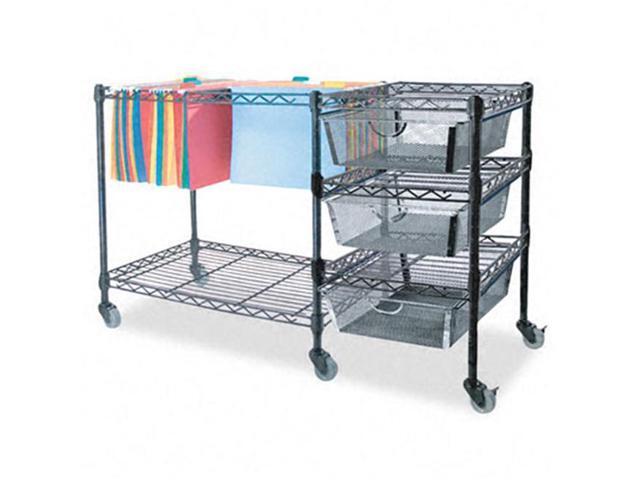 Mobile File Cart W Drawers 38w X 15 1 2d X 28h Black Newegg Com