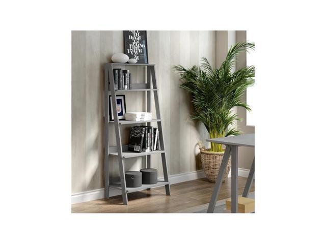 Wood Ladder Bookshelf Gray Newegg, Walker Edison Black Wood 4 Shelf Ladder Bookcase