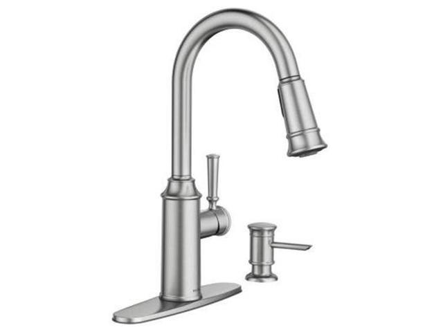 Moen 87731srs Glenshire Single Handle Pull Down Sprayer Kitchen Faucet In Spot Resist Stainless Steel Newegg Com