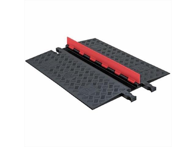 Photo 1 of Checkers Industrial Safety Products GD1X75-O-B Polyurethane Heavy Duty 1 Channel Low Profile Cable Protector with ADA Compliant Ramp, Orange Lid with Black Ramp