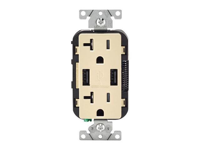 Leviton 3809381 20a 125v 5 20r Decora Receptacle Usb Charger