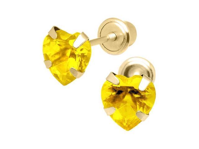 18K Yellow Gold Heart Earrings with covered screwbacks 4mm