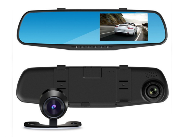 Car Camera | Upgraded Car Video Recorder Full HD 1080P | Car Video Camera 4.3" Inch LCD with Dual Lens for Vehicles Front & Rearview Mirror | DVR Vehicles Dash Cam