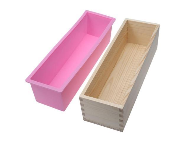 Rectangle Silicone Soap Mold Wooden Box DIY Tool Toast Loaf Cake Baking Mold 