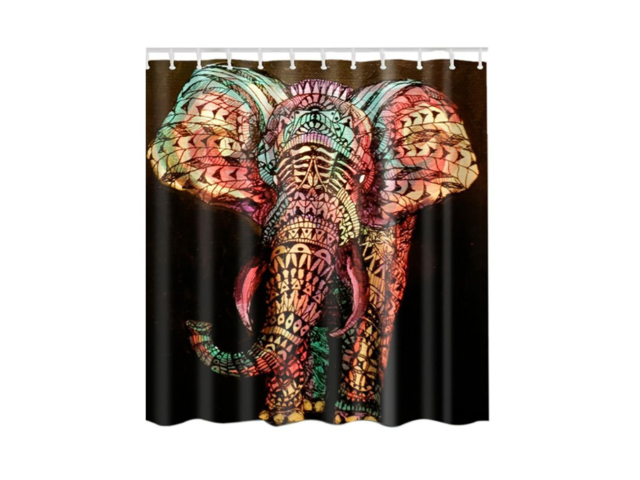 Elephant Shower Curtain Bathroom Decor Waterproof Fabric & 12Hooks 71*71inch 
