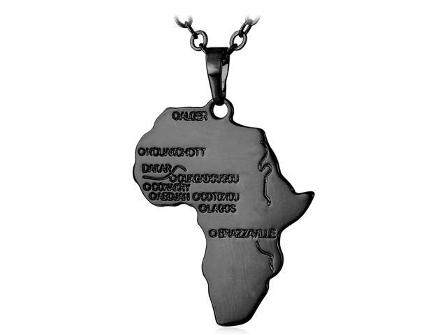 U7 African Map Pendant Necklace Platinum Rose Gold Black 18k Plated Hip Hop Jewelry 22 Long Chain For Men Newegg Com