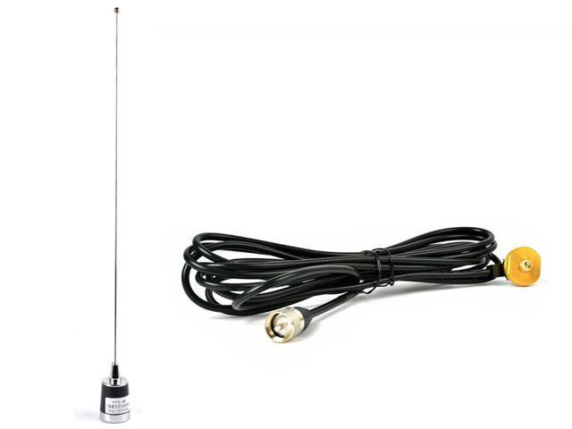 HYS 70cm Antenna UHF 1/4 Wave NMO 400-470Mhz Antenna with Stainless Steel L-Bracket Hole & 13/About 4m RG-58 Coax Cable for Motorola Kenwood Icom Vertex UHF Mobile FM Transceiver 