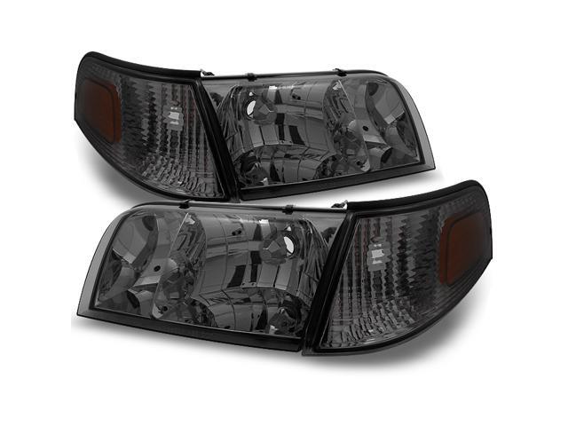 For Ford Crown Victoria Smoke Replacement Headlights W Corner For Ford Crown Victoria Smoke Replacement Headlights W Corner Lamps 4pc Left Right Pair