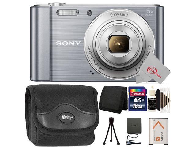 Sony Cyber Shot Dsc W810 1mp Digital Camera Silver Top Accessory Kit Newegg Com