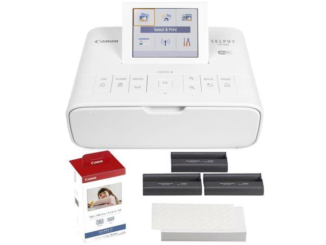 Canon SELPHY CP1300 Wireless Color Compact Photo Printer (White) Bundle  with Canon KP-108IN Color Ink and Paper Set & K&M Cleaning Cloth