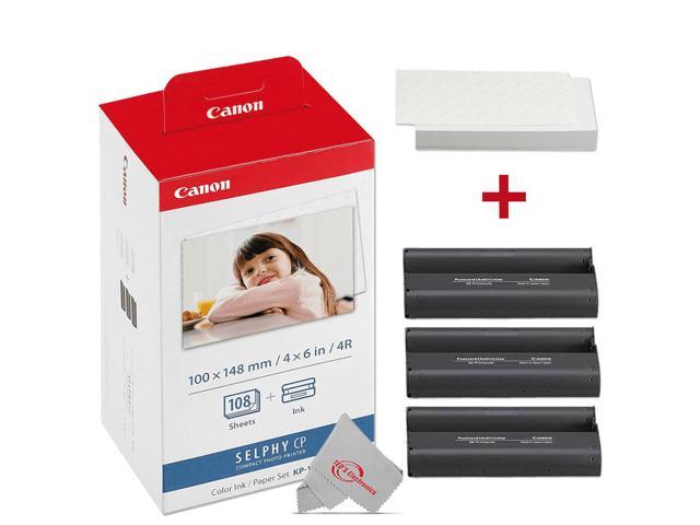 Canon SELPHY CP1300 Wireless Color Compact Photo Printer (White) Bundle  with Canon KP-108IN Color Ink and Paper Set & K&M Cleaning Cloth