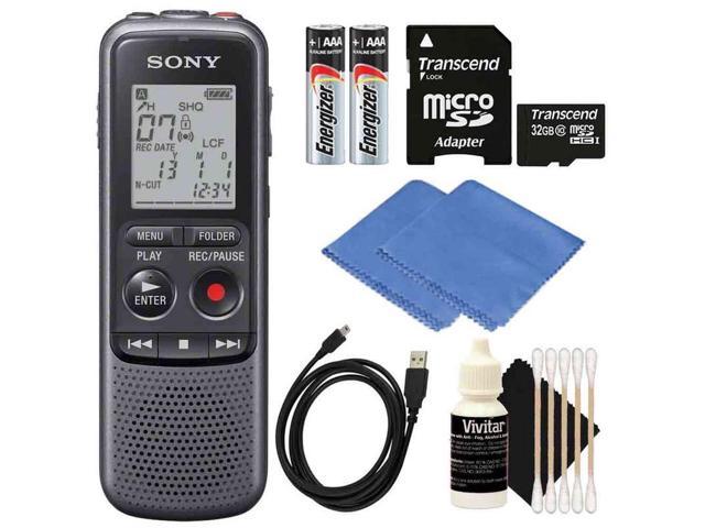 SONY ICD-PX240 Mono 4GB Digital Voice Recorder with 32GB MicroSD Memory  Card + Cleaning Kit - Newegg.com