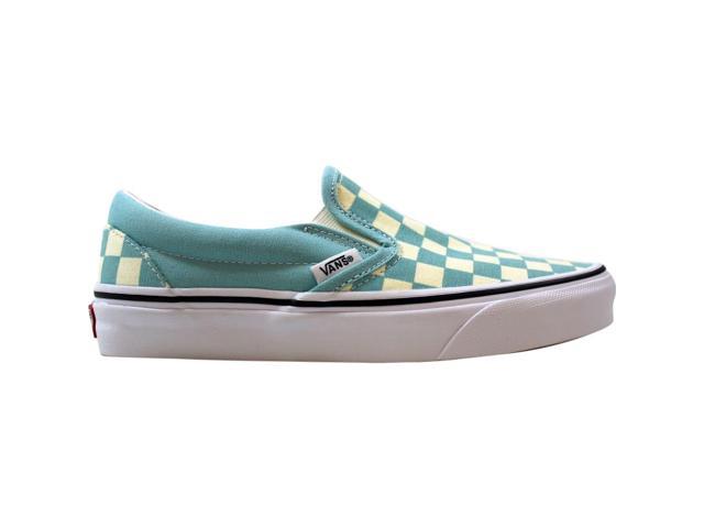 aqua checkerboard slip on vans