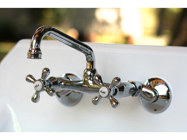 Kingston Brass Ks213c Double Handle Wall Mount Kitchen Faucet Newegg Com