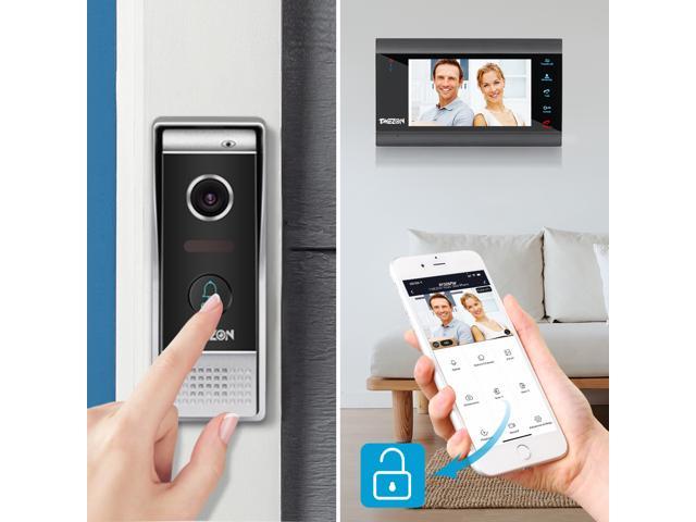 TMEZON Wireless Doorbell WiFi IP Door Phone Intercom Entry System 7'' Monitor 