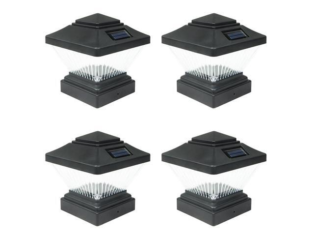 6 Kits Black New Outdoor Garden Solar Panel Post Deck Cap Light
