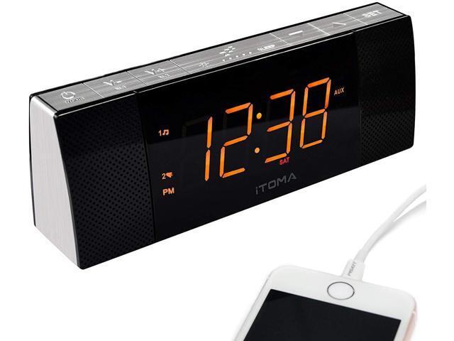 Jensen FM Black Dual Alarm Projection Clock Radio Nap Timer US Seller