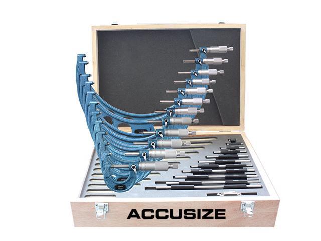 Outside Micrometer Set 4pcs 0-100mm Metric Outside Micrometers Thickness Gauge Measuring Calipers with Case