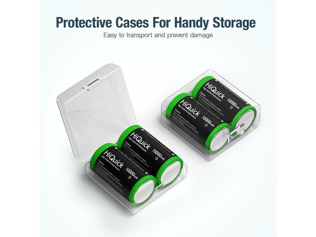 Hiquick 4pcs D Rechargeable Batteries Huge Capacity 10000mah Nimh D