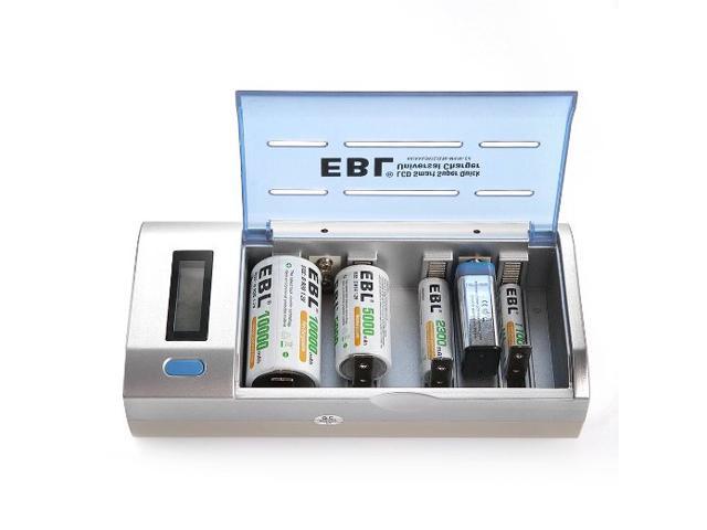 4x EBL 10000mAh D Size Rechargeable Battery Multi C D 9V AA NiMH NiCD Charger 