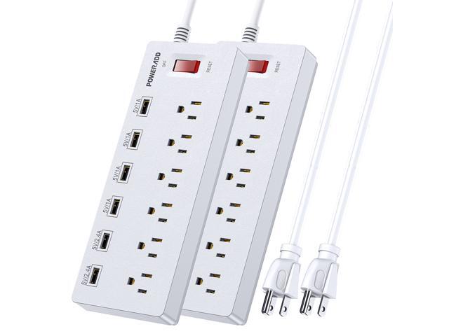 Power Strip with 6 USB 6 Outlet Extender 13A 6FT Extension Cord for Home Office